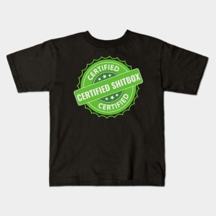 Certified Shitbox - Green Label With Stars And White Text Design Kids T-Shirt